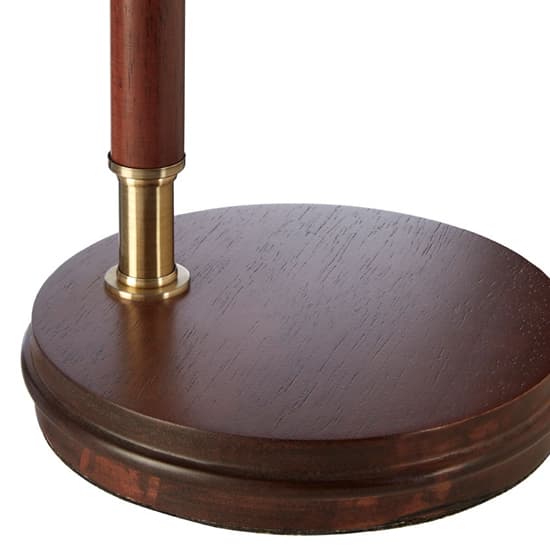 Heko Table Lamp In Antique Brass With Walnut Round Wooden Base_4