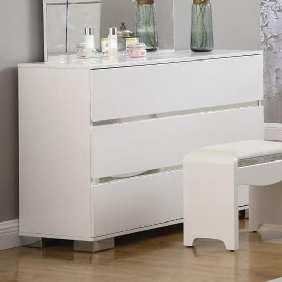 Helena High Gloss Dressing Table With 3 Drawers In White_1