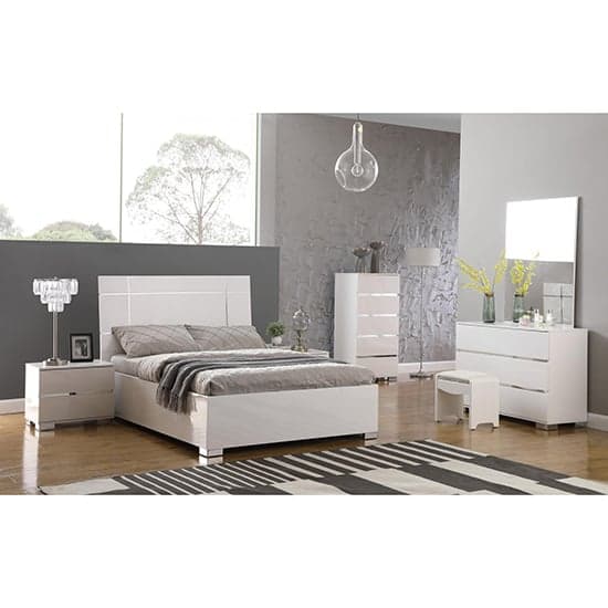 Helena High Gloss King Size Bed In White_2