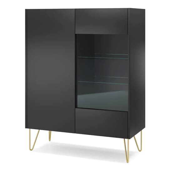 Helena Wooden Display Cabinet With 2 Doors In Black_4