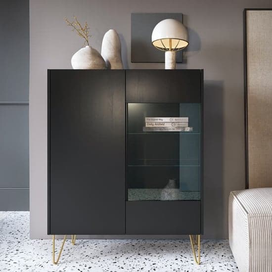 Helena Wooden Display Cabinet With 2 Doors In Black_1