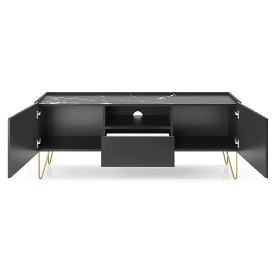 Helena Wooden TV Stand With 2 Doors 1 Drawer In Black_3