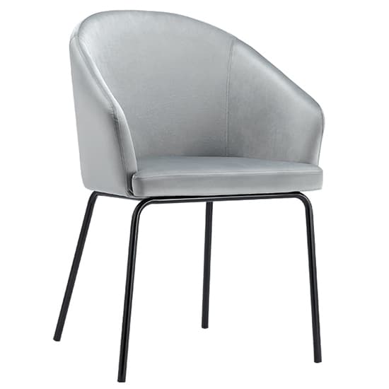 Helga Grey Velvet Dining Chairs With Black Legs In Pair Furniture in