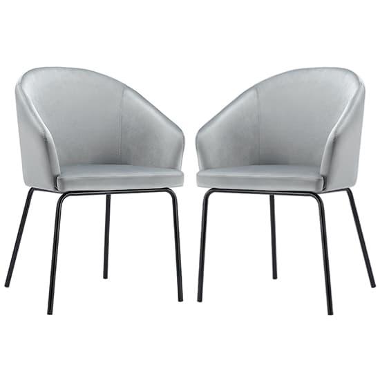 Helga Grey Velvet Dining Chairs With Black Legs In Pair Furniture in