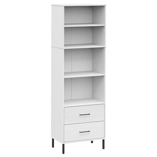 Helio Solid Wood Bookcase With 2 Drawers In White Furniture in Fashion