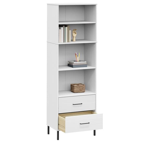 Helio Solid Wood Bookcase With 2 Drawers In White Furniture in Fashion
