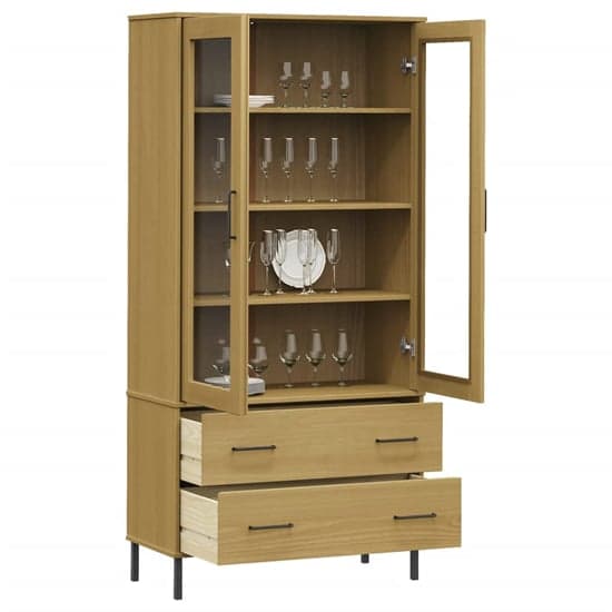 Helio Solid Wood Display Cabinet In Brown With Metal Legs_3