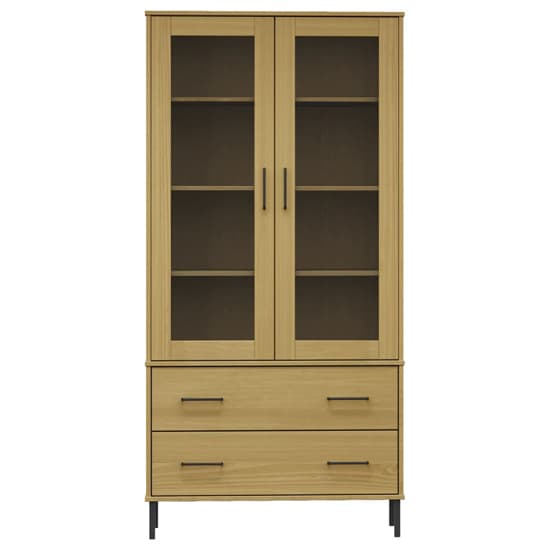 Helio Solid Wood Display Cabinet In Brown With Metal Legs_4