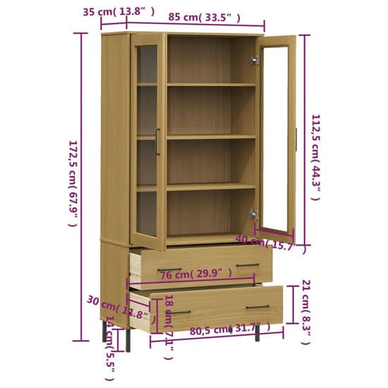 Helio Solid Wood Display Cabinet In Brown With Metal Legs_6
