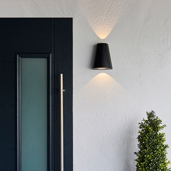 Helm LED 2 Lights Wall Light In Textured Black_4