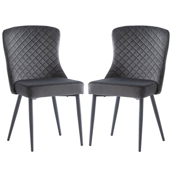 Helmi Graphite Velvet Dining Chairs With Black Legs In Pair_1