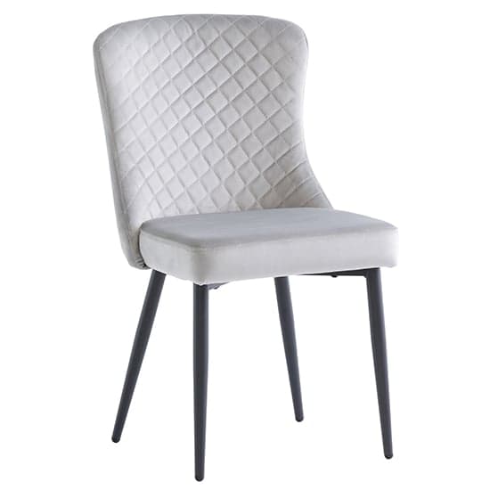 Helmi Silver Velvet Dining Chairs With Black Legs In Pair_2