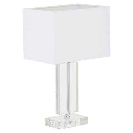 Helna White Fabric Shade Table Lamp With Crystal Base_1