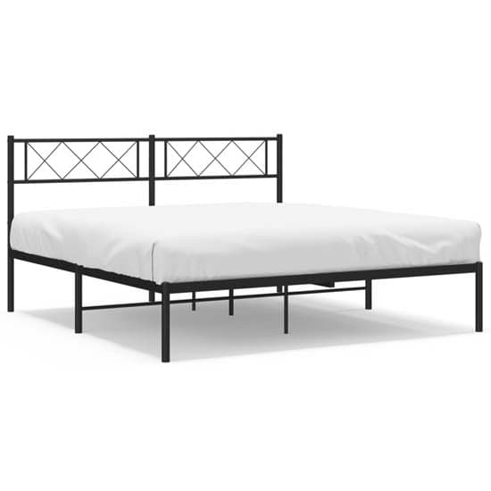 Helotes Metal Double Bed With Headboard In Black_2