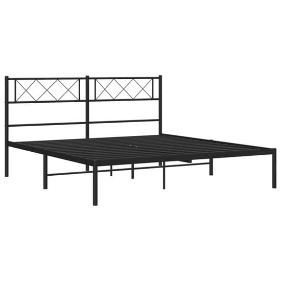 Helotes Metal Double Bed With Headboard In Black_4