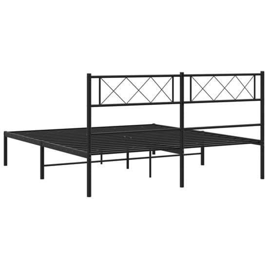 Helotes Metal Double Bed With Headboard In Black_6