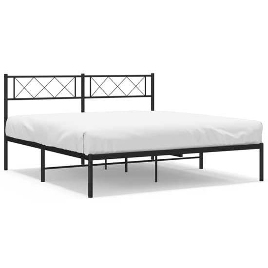 Helotes Metal Small Double Bed With Headboard In Black_2