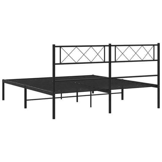 Helotes Metal Small Double Bed With Headboard In Black_6
