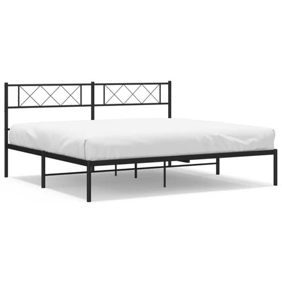 Helotes Metal Super King Size Bed With Headboard In Black_2