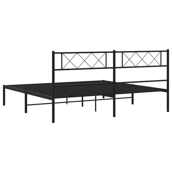 Helotes Metal Super King Size Bed With Headboard In Black_6