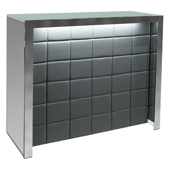 Vessel Mirrored Home Bar Unit In Grey With LED Lights_2