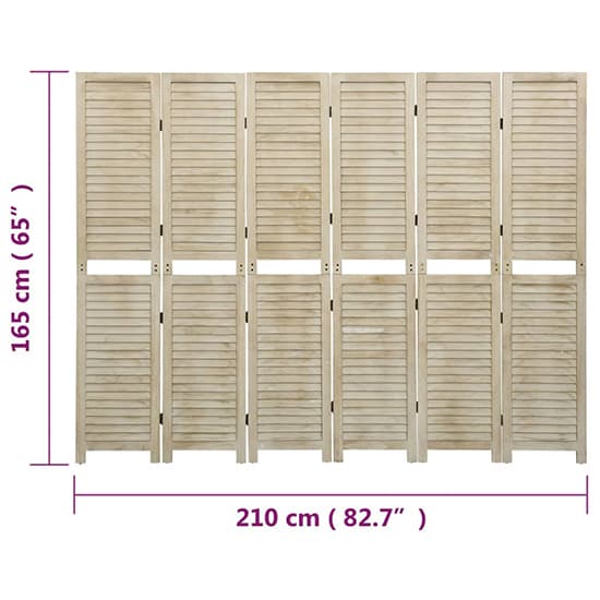 Helsa Wood Paulownia 6 Panels 210cm x 165cm Room Divider_7