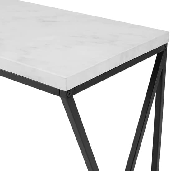 Helsinki White Marble Effect Console Table With Black Frame_3