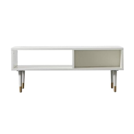 Helston Wooden Coffee Table With 2 Shelves In White_2