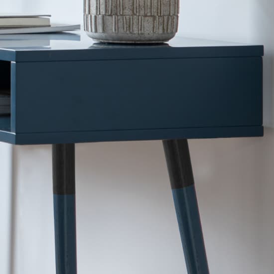 Helston Wooden Console Table With 2 Shelves In Blue_3