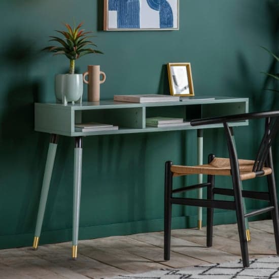 Helston Wooden Console Table With 2 Shelves In Mint_1
