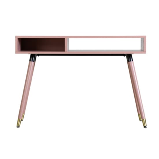 Helston Wooden Console Table With 2 Shelves In Pink_2