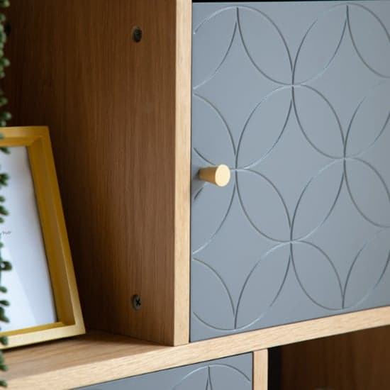 Helston Wooden Display Cabinet With 2 Doors In Oak And Grey_3