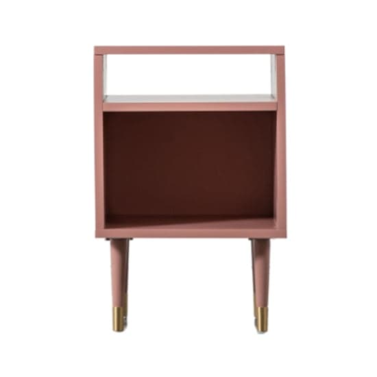 Helston Wooden Side Table With 2 Shelves In Pink_2