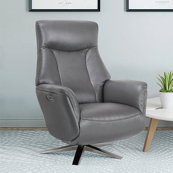 Hendon Leather Match Electric Swivel Recliner Chair In Iron_1