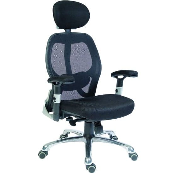 Hendon Home Office Chair In Black Mesh With Castors_1