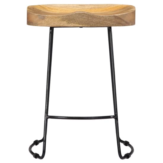 Henley 52cm Brown Wooden Bar Stools With Black Legs In A Pair