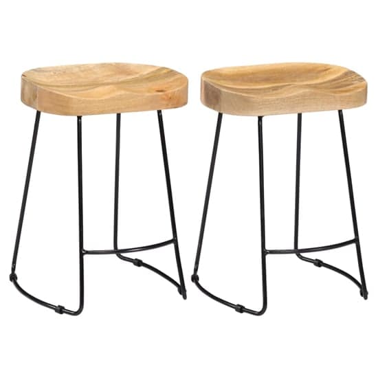Henley 52cm Brown Wooden Bar Stools With Black Legs In A Pair_1