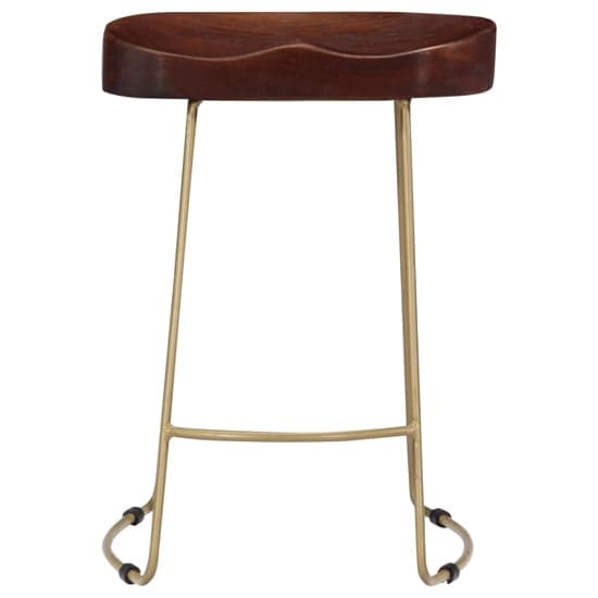 Henley 52cm Walnut Wooden Bar Stools With Brass Legs In A Pair_2