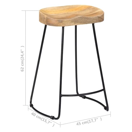 Henley 62cm Brown Wooden Bar Stools With Black Legs In A Pair_3