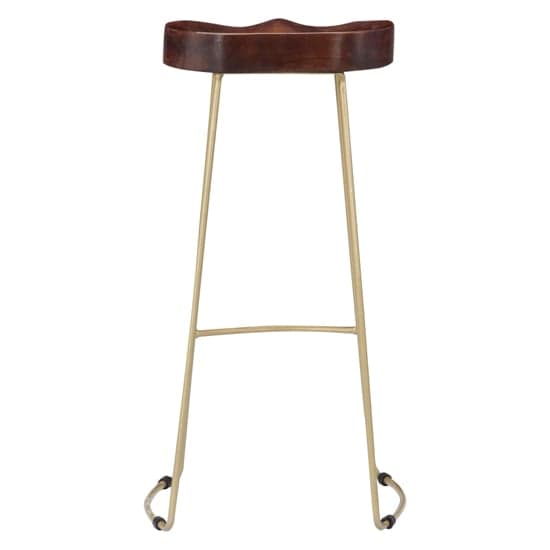 Henley 78cm Walnut Wooden Bar Stools With Brass Legs In A Pair_2