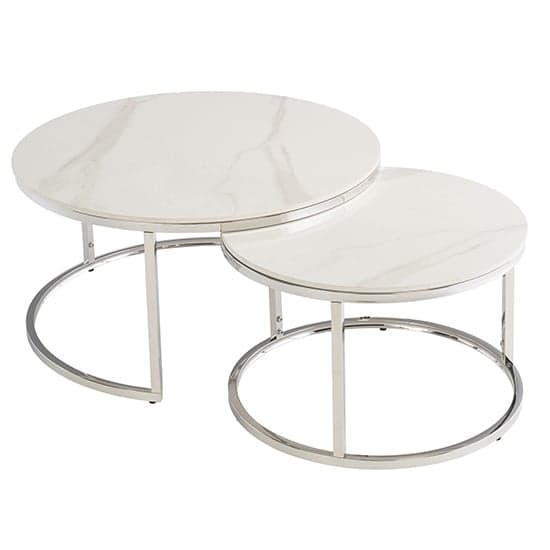 Hennie Round Set Of 2 Marble Coffee Tables In Italy White_1