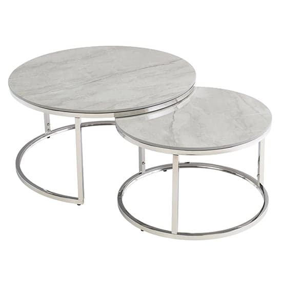 Hennie Round Set Of 2 Marble Coffee Tables In Vilas Grey_1