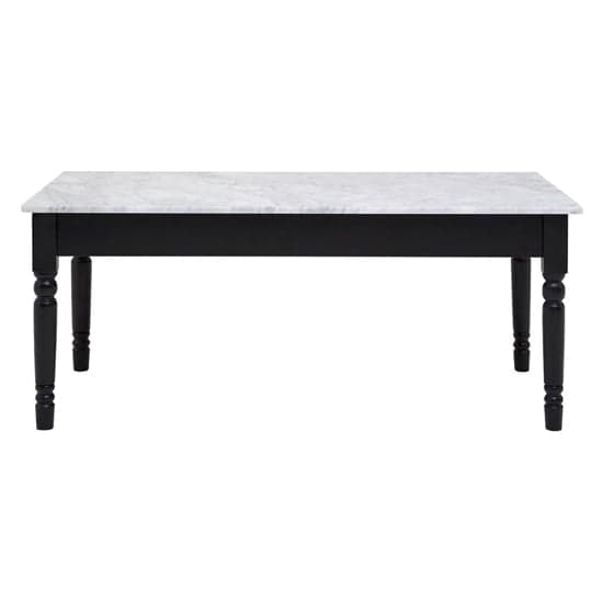 Henova White Marble Coffee Table With Black Wooden Frame_2