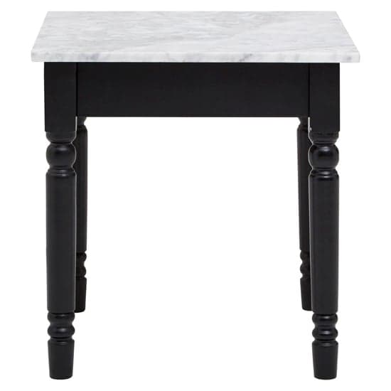 Henova White Marble Side Table With Black Wooden Frame_2