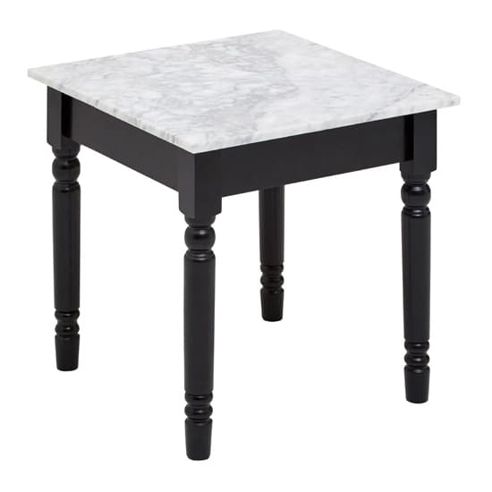 Henova White Marble Side Table With Black Wooden Frame_3
