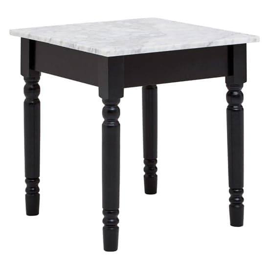 Henova White Marble Side Table With Black Wooden Frame_1