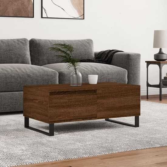 Henry Wooden Coffee Table With 1 Drawer In Brown Oak_1