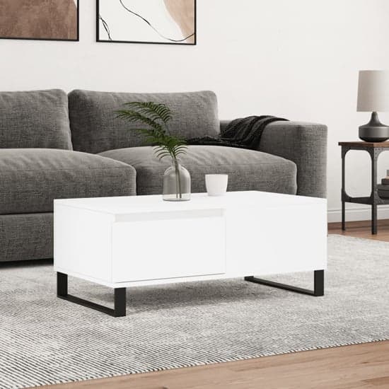 Henry Wooden Coffee Table With 1 Drawer In White_1