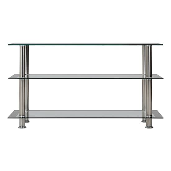 Hensol Clear Glass TV Stand With Silver Metal Legs_3