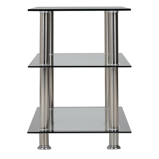 Hensol Clear Glass TV Stand With Silver Metal Legs_4